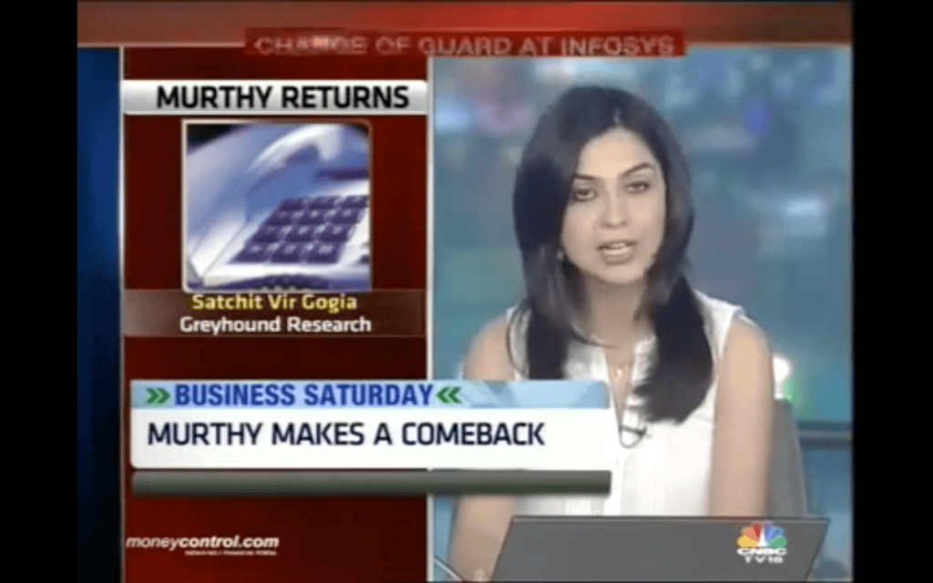 Talking about Narayan Murthy’s comeback to Infosys ON CNBC